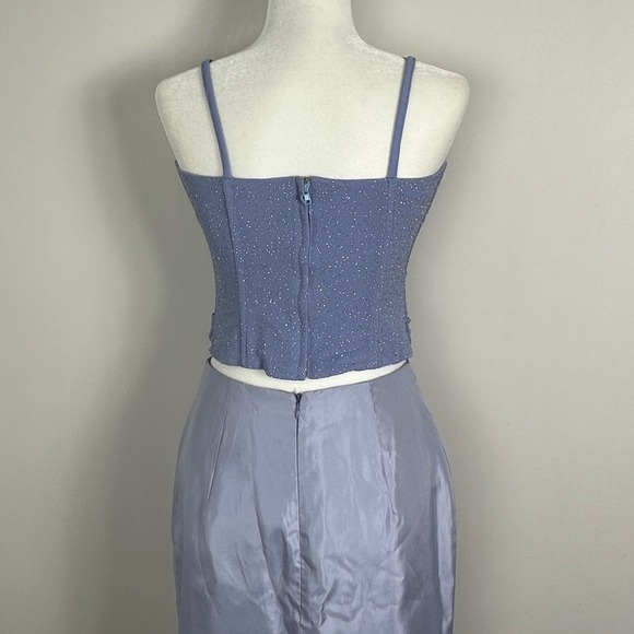 Vintage McClintock Two Piece Gown Glitter Ruched Maxi Skirt Womens Medium Dress - Picture 3 of 16